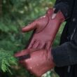 Men's deerskin leather unlined riding gloves BROWN