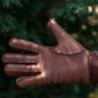 Men's deerskin leather gloves lined with wool BROWN