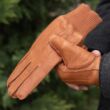 Men's deerskin leather gloves lined with rabbit fur