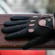 Men's deerskin leather driving gloves BLACK(BROWN)