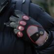 Men's deerskin leather driving gloves BLACK(RED)