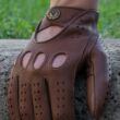 Men's deerskin leather driving gloves BROWN