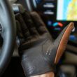 Men's deerskin leather driving gloves BROWN-BLACK