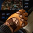 Men's deerskin leather driving gloves COGNAC-BROWN