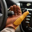 Men's deerskin leather driving gloves GOLD-BROWN