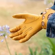 Men's gloves - DRIVING - deerskin leather - GOLD