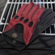 Men's hairsheep leather driving gloves RED-BLACK