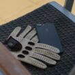 Men's Hairsheep Leather Driving Gloves BEIGE-BROWN