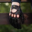 Men's Hairsheep Leather Driving Gloves BLACK(ORANGE)
