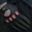 Men's Hairsheep Leather Driving Gloves BLACK(RED)