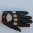 Men's Hairsheep Leather Driving Gloves BLACK(YELLOW)