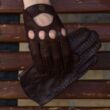 Men's Hairsheep Leather Driving Gloves BROWN