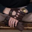 Men's Hairsheep Leather Driving Gloves BROWN