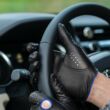 Men's Hairsheep Leather Driving Gloves BLACK(BLUE)