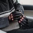 Men's Hairsheep Leather Driving Gloves BLACK(RED)