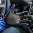 Men's Hairsheep Leather Driving Gloves BLUE-BLACK