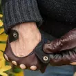 Men's Hairsheep Leather Driving Gloves BROWN-BLACK