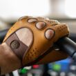 Men's Hairsheep Leather Driving Gloves COGNAK-BROWN