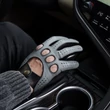 Men's Hairsheep Leather Driving Gloves GREY-BLACK
