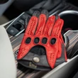Men's Hairsheep Leather Driving Gloves RED-BLACK