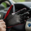 Men's Hairsheep Leather Driving Gloves RED-BLACK
