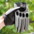 Men's Hairsheep Leather Driving Gloves STONE-BLACK