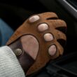 Men's suede-nappa leather driving gloves BROWN