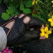Men's deerskin leather fingerless gloves BLACK(BROWN)