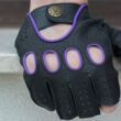Men's deerskin leather fingerless gloves BLACK(VIOLET)