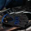 Men's deerskin leather fingerless gloves BLACK(BLUE)