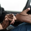 Men's deerskin leather fingerless gloves BROWN