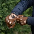 Men's deerskin leather fingerless gloves COW-BROWN