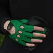 Men's hairsheep leather fingerless gloves GREEN-BLACK