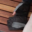 Men's hairsheep leather fingerless gloves GREY-BLACK
