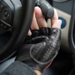 Men's hairsheep leather fingerless gloves BLACK(red)