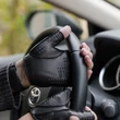 Men's hairsheep leather fingerless gloves BLACK