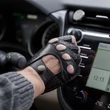 Men's hairsheep leather fingerless gloves BLACK