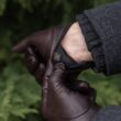 Men's hairsheep leather gloves lined with silk BROWN
