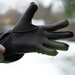 Men's deerskin leather gloves lined with wool BLACK