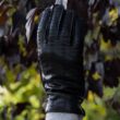 Men's hairsheep leather gloves lined with wool BLACK
