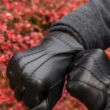 Men's hairsheep leather gloves lined with wool BLACK