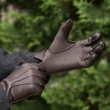 Men's deerskin leather gloves with wool lining DARK BROWN