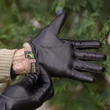 Men's hairsheep leather gloves lined with wool BLACK(bone)