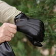 Men's hairsheep leather gloves lined with wool BLACK(bone)