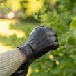 Men's hairsheep leather gloves lined with wool BLACK