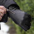 Men's deerskin leather gloves with wool lining BLACK