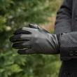 Men's hairsheep leather gloves lined with wool BLACK