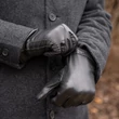 Men's hairsheep leather gloves lined with wool BLACK