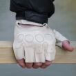 Men's deerskin leather fingerless gloves BONE