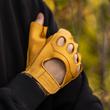 Men's deerskin leather fingerless gloves GOLD
